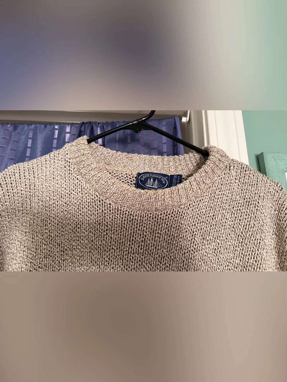 Vintage Boathouse Row 100% Cotton Sweater XL Made in USA Oatmeal Oversized